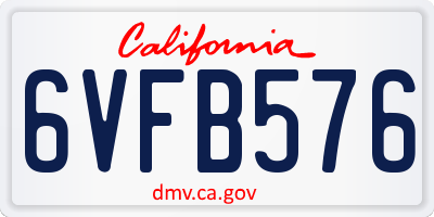 CA license plate 6VFB576