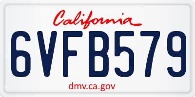 CA license plate 6VFB579