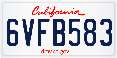 CA license plate 6VFB583