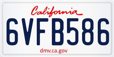CA license plate 6VFB586