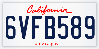 CA license plate 6VFB589