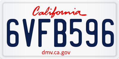 CA license plate 6VFB596