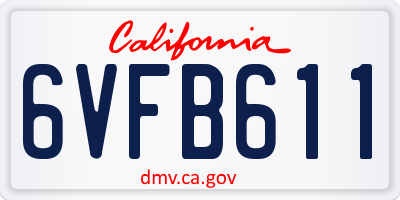 CA license plate 6VFB611