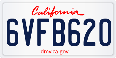 CA license plate 6VFB620
