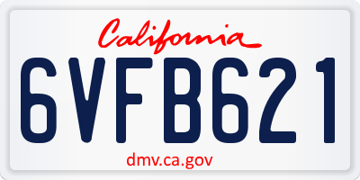 CA license plate 6VFB621