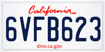 CA license plate 6VFB623