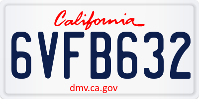 CA license plate 6VFB632