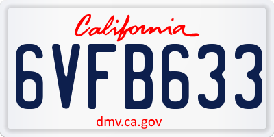 CA license plate 6VFB633