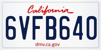 CA license plate 6VFB640