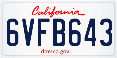 CA license plate 6VFB643