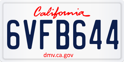 CA license plate 6VFB644