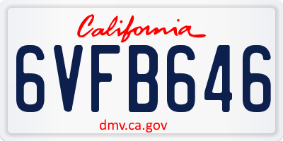 CA license plate 6VFB646