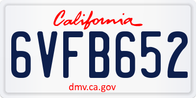CA license plate 6VFB652