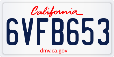 CA license plate 6VFB653