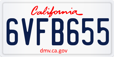 CA license plate 6VFB655
