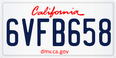 CA license plate 6VFB658
