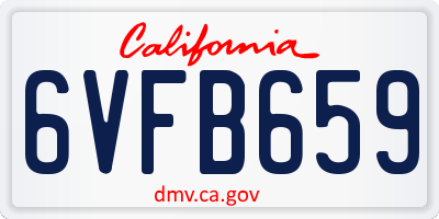 CA license plate 6VFB659