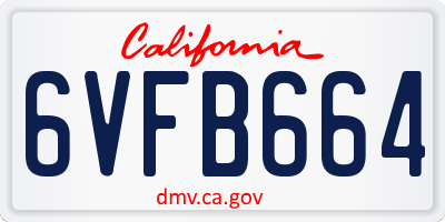 CA license plate 6VFB664