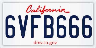 CA license plate 6VFB666