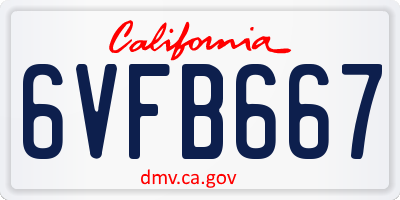 CA license plate 6VFB667