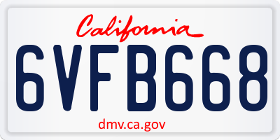 CA license plate 6VFB668