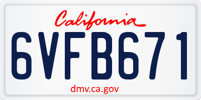 CA license plate 6VFB671