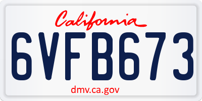 CA license plate 6VFB673