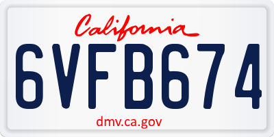 CA license plate 6VFB674