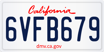 CA license plate 6VFB679