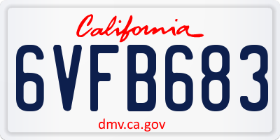 CA license plate 6VFB683
