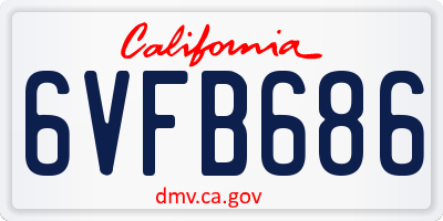 CA license plate 6VFB686