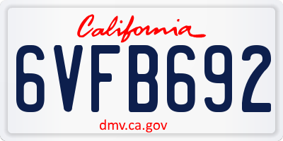 CA license plate 6VFB692