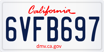 CA license plate 6VFB697