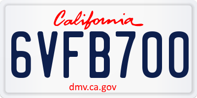 CA license plate 6VFB700
