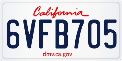 CA license plate 6VFB705