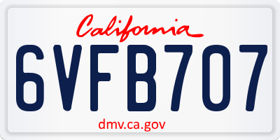 CA license plate 6VFB707
