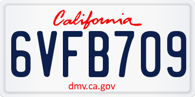 CA license plate 6VFB709