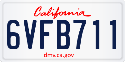 CA license plate 6VFB711
