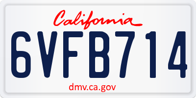 CA license plate 6VFB714