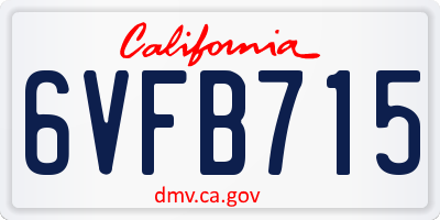 CA license plate 6VFB715