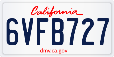 CA license plate 6VFB727