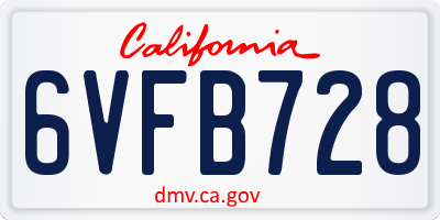 CA license plate 6VFB728