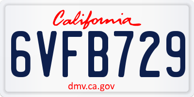 CA license plate 6VFB729