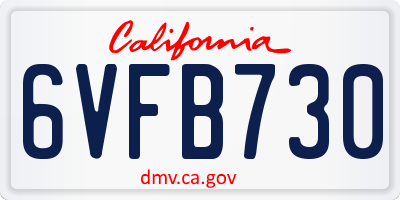 CA license plate 6VFB730