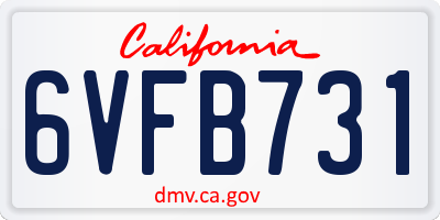 CA license plate 6VFB731