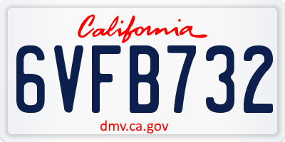 CA license plate 6VFB732