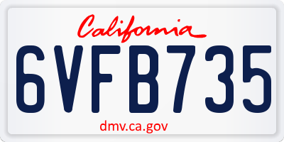 CA license plate 6VFB735
