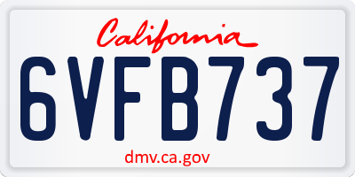 CA license plate 6VFB737
