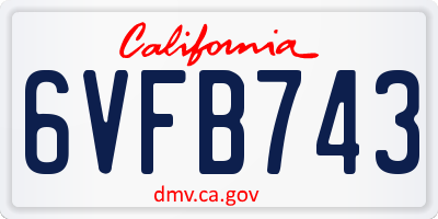 CA license plate 6VFB743