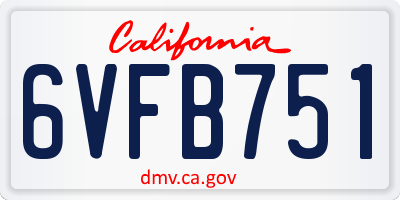 CA license plate 6VFB751